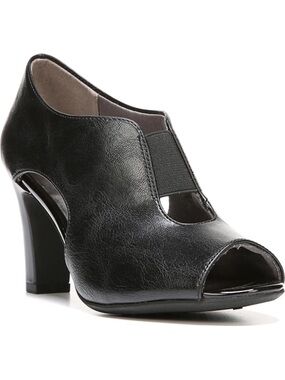 Life Stride Black Peep-Toe Block Heel Pumps Size 8.5M